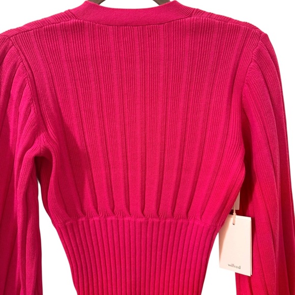 NWT Wilfred Artizia Plunge Front Wool Cardigan Sweater in "Vital Pink" Sz XXS - Picture 9 of 13